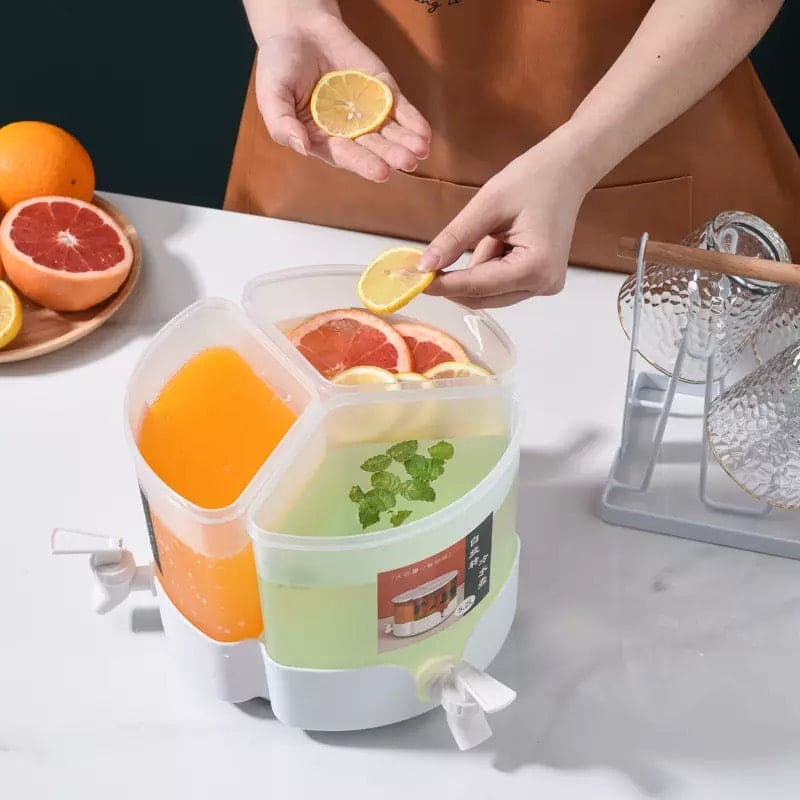 3 In 1 Rotated Beverage Dispenser With 3 Tap, Plastic Drink Dispenser For Refrigerator, Lemonade Drink Ware Cold Water Bottle 3 In 1 Rotated Beverage Dispenser With 3 Tap, Plastic Drink Dispenser For Refrigerator, Lemonade Drink Ware Cold Water Bottle